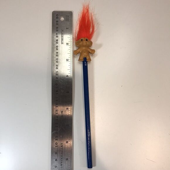 𝅺russ Trolls Vintage Pencils Toppers Orange Hair New Old Stock - Picture 3 of 3